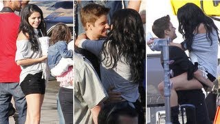 Selena Gomez at Justin Biebers Boyfriend Music Video Shoot [upl. by Anaujahs]