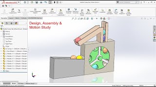 Marble Pump lifter Machine Design Assembly and Motion study in solidworks [upl. by Nosdivad]