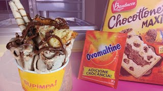 Sorvete na chapa Chocotone Ovomaltine  Ice Cream Rolls [upl. by Adon]