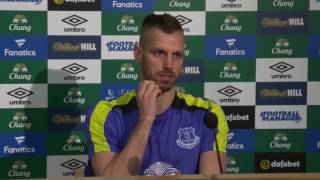 Morgan Schneiderlins Everton press conference [upl. by Lundgren507]