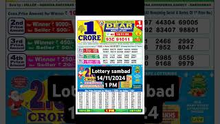 Lottery Sambd Nagaland Result 1PM 14112024 lotterysambad lotteryresult nagalandlottery [upl. by Pik]