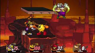 Batalha de SSF2 79 Wario vs PacMan vs Samus vs Rayman [upl. by Solange758]