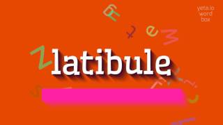 LATIBULE  HOW TO PRONOUNCE LATIBULE latibule [upl. by Aimehs]