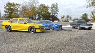 RC Kreisverkehr  Tamiya TT01 Opel Rekord C Kadett C Vectra A und Vaterra Nissan GTR GT3 [upl. by Tegan]