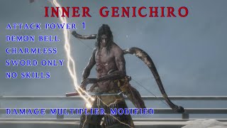 deflects Inner Genichiro AP1 demon bell  charmless sword onlyno skills no hit [upl. by Tebasile]