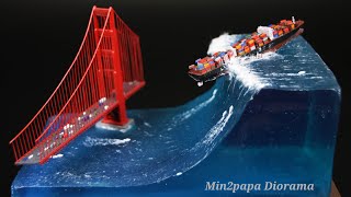 Mega Tsunami Hit the BaySan Andreas Tsunami scene 2015Diorama [upl. by Rahr576]