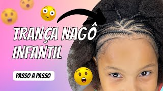 Trança nagô desenhada infantil viralvideo cabelocrespo youtube [upl. by Eatton]