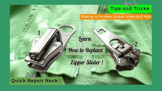 How to Replace MissingBroken Zipper Slider  2 Simple Ways to put Slider on a Zipper Quick DIY Hack [upl. by Negroj262]