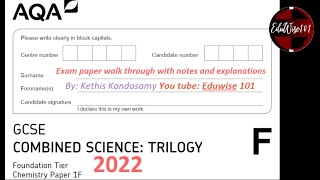 AQA GCSE Chemistry 2022 Paper 1 Q1 Foundation Tier Past paper Atomic Structure and Period Table [upl. by Enairda627]