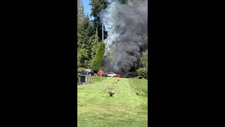 Video shows car burning at a funeral police say someone placed an explosive device in the vehicle [upl. by Kassey]