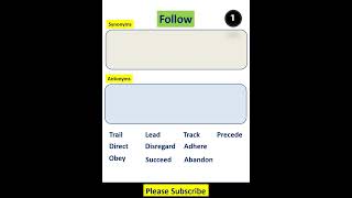 Follow Synonyms and Antonyms  vocabularygame  vocabularyquiz  enrichyourvocabulary [upl. by Notyap240]