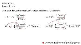 Convertir centimetros cuadrados a milimetros cuadrados cm2 a mm2 [upl. by Eirtemed]