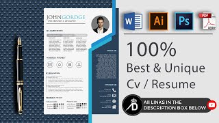 Elegent CvResume Design in Adobe PhotoshopSpeed Art [upl. by Filipe]