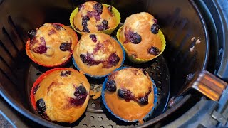 Air Fryer Blueberry Muffins Recipe [upl. by Semele]