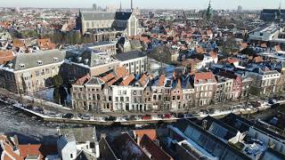 Leiden The Netherlands in The winter from above drone images 4K [upl. by Elodie]