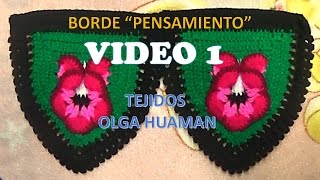 BORDE ORILLA O PUNTILLA A CROCHET PARA COLCHA PENSAMIENTO VIDEO 1 [upl. by Darnoc]