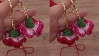 Crochet carnation keychain making 🌷🌹🌷 [upl. by Okin]