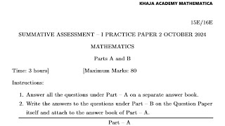 Summative Assessment I Mathematics Practice Paper Set2 October 2024 [upl. by Yantruoc]