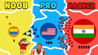 INDIA vs PAKISTAN vs CHINA vs USA vs RUSSIA BATTLE in STATEIO Conquer the world SHINCHAN and CHOP [upl. by Robillard]