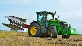 John Deere 7260R  7 furrow LO 100 onland ploughing  ploegen  Thes Agro [upl. by Eirrol]