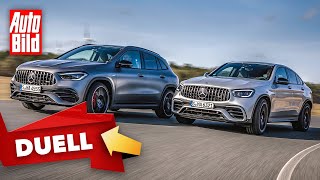 MercedesAMG GLA 45 S vs GLC 63 S 2021  Das Duell der PowerSUVs  Test mit Stefan Novitski [upl. by Legnaleugim]