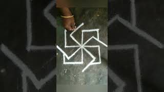 55easy pulli kolam beginners shortsfeed shrots sathyanvlog [upl. by Ahsinrat709]