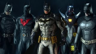 Batman Arkham Knight Suit Ups Part 1 with DLC amp Mod Skins [upl. by Jeana]