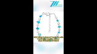 GN2024110101 S925 Silver amp Natural Turquoise with Pearls High Quality Luxury Style Bracelet Hot [upl. by Gati807]