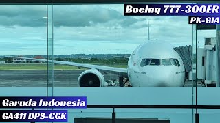 Garuda Indonesias First 777  B777300ER  Denpasar Bali to Jakarta [upl. by Gorton252]