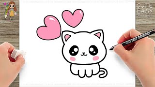 How to Draw a Cute Cat Easy [upl. by Delcina]