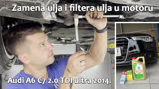 Zamena ulja i filtera ulja Audi A6 20 TDI Ultra C7 2014  Samouslužni servis [upl. by Whitcomb]