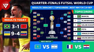 🔴 FIFA Futsal World Cup 2024 QuarterFinals Results  Bracket  Topscorers as of 29 Sep 2024 [upl. by Atirahs]