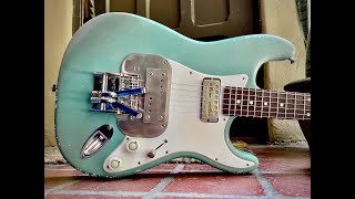 Waterslide Guitars Coodercaster Sonic Blue wMojo Lap SteelGold Foil PickupsDuesenberg Multibender [upl. by Ilyk]