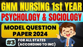 Gnm 1st Year Psychology amp Sociology Question Paper 2024  Gnm 1st Year Question Paper [upl. by Soloma]