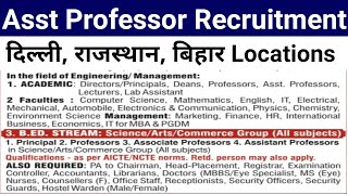 LECTURER ASST PROFESSOR VACANCY 2024 I ALL STREAM I NO FEE I APPLY FROM ALL STATES [upl. by Benildis]