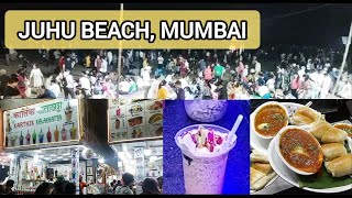 JUHU BEACH MUMBAI  Live Food counters  Pav Bhaji aur Kulfi Rabri Falooda kha ke majja aa gaya [upl. by Elocel]