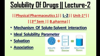 Solubility Of drugsL2 Solutesolvent InteractionSolvationAssociation PP1 Carewell Pharma [upl. by Jada52]