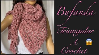 Aprende a Tejer una Hermosa Bufanda Triangular a Crochet 💓 [upl. by Tobi]