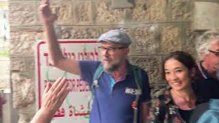 Italians Sing Antifascist Anthem Bella Ciao at Israeli Military Checkpoint in Hebron West Bank [upl. by Afas743]