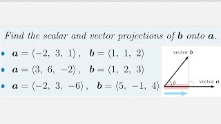 내적 공간벡터의 스칼라사영 벡터사영 구하기 Cal1203 Dot Product Scalarprojection comp Vectorprojection proj [upl. by Rehpotsyrk]