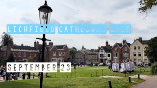 Lichfield Cathedral Outside Walk Tour UK Tourist Spot Staffordshire England UK [upl. by Krissie]