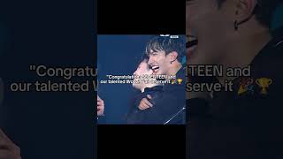 Woozi crying after SEVENTEEN won ARTIST OF THE YEAR at MAMA2024🥹CONGRATS🏆🎉 seventeen kpop [upl. by Anyl]