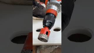 The drilling bit can easily penetrate both rock slabs and tiles [upl. by Eikcir]