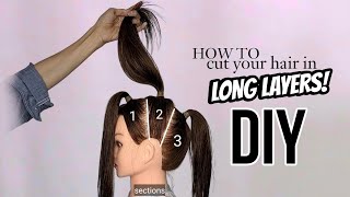 LONG LAYERED HAIRCUTDIYpotong rambut layer [upl. by Aicek]