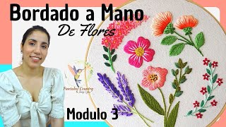 BORDADO DE FLORES a Mano para Principiantes Paso a Paso 🌸 Modulo 3 [upl. by Enelyam]