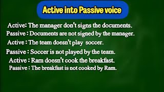 Active And Passive VoicePresent Simple Negative SentencesActive into Passive Voice [upl. by Goodman]