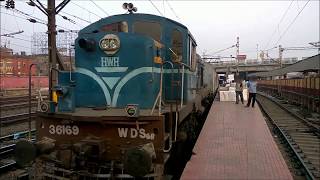 Indian Railways 1st Rajdhani Express Coupling with WDS6 Pilot Diesel Loco at Howrah Railway Station [upl. by Ahseet]