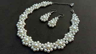 Making Of Simple Pearl Necklace Designer Necklace Useful amp Easy [upl. by Naimerej]