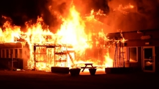 Firefighters Battle Sweden Refugee Center Blaze [upl. by Essyle]