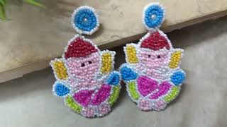 Sead beads earrings making Tutorial for beginners Beads Earrings Making at HomeFestival Earring [upl. by Suhail]